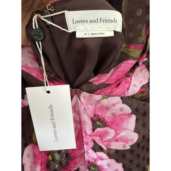 NWT Lovers And Friends Camden Mini Dress Sz Medium Floral Bodycon Back Tie Close - Picture 4 of 8